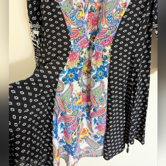 Anthropologie I Cyrena Patagonia Button Front Shirt Dress w Floral Back Inset - Picture 6 of 6